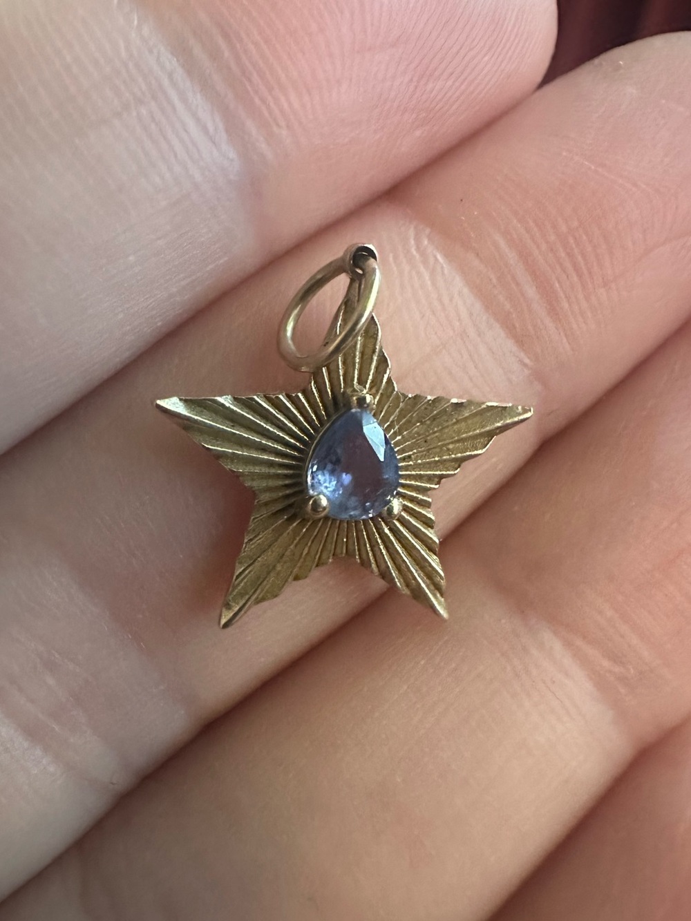 Solid 14k Gold Sapphire Light Pendant - Kimberly Doyle Jewelry AUTHENTIC